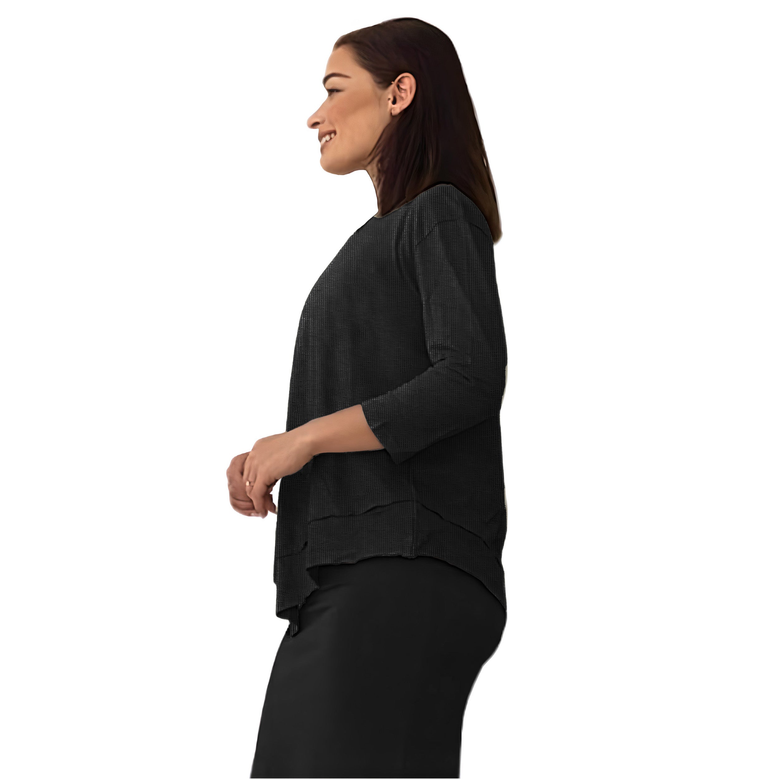 Asymmetrical Stylish Ribbed Tunic - Soft Fabric and Full Coverage