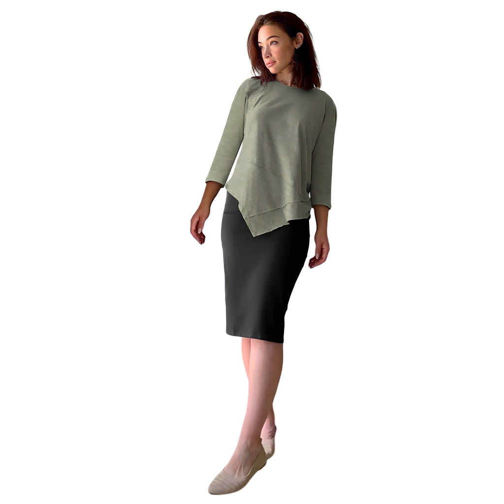 Asymmetrical Stylish Ribbed Tunic - Soft Fabric and Full Coverage