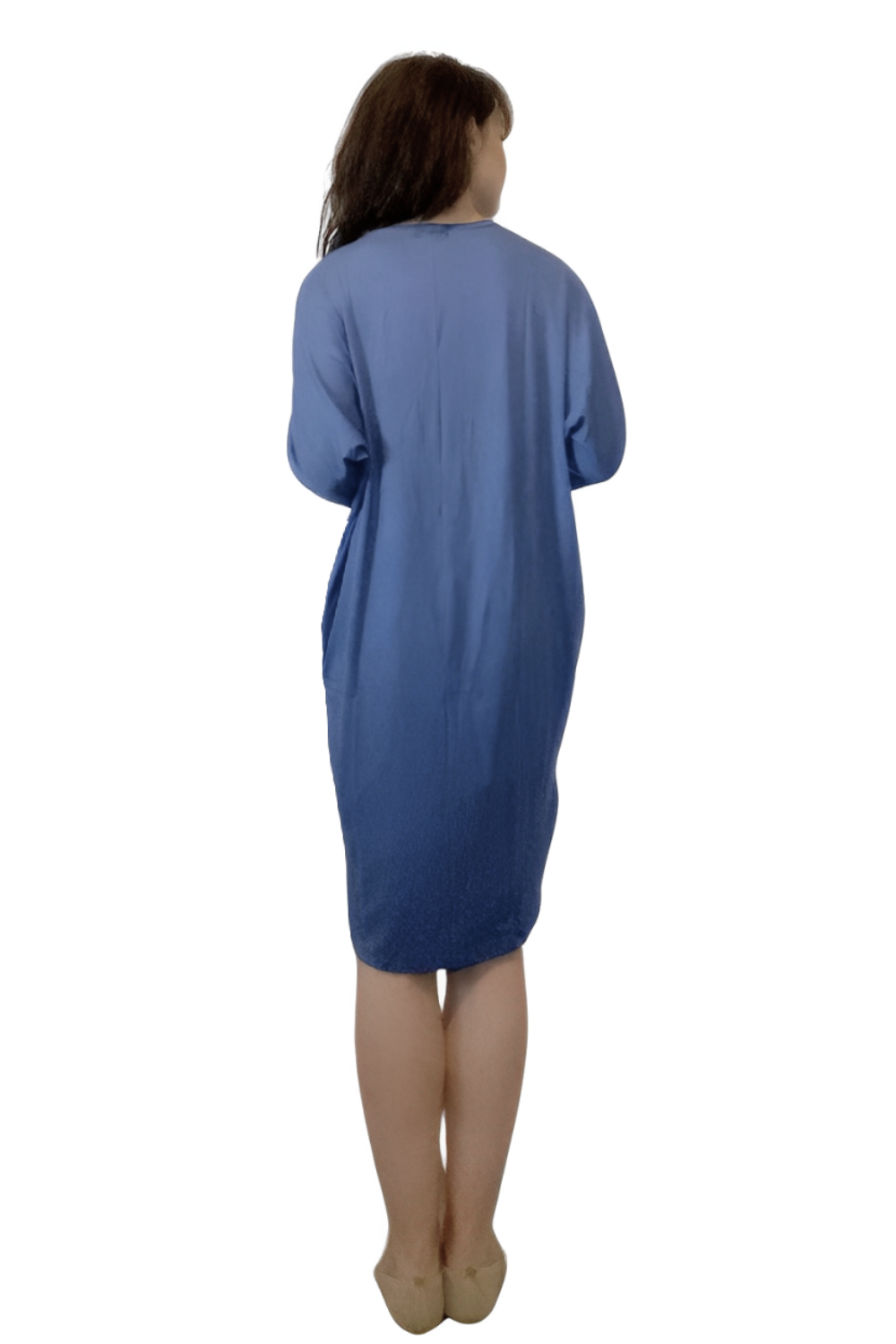 Batwing Long Sleeve Casual Comfort Midi Dress with Pockets