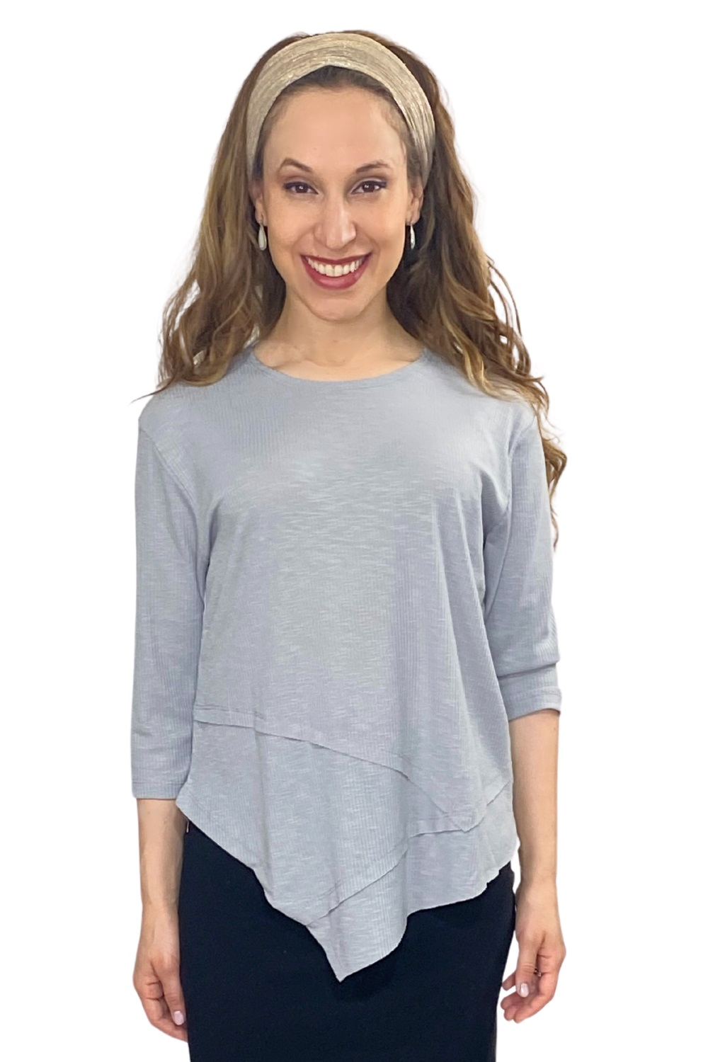 Asymmetrical Stylish Ribbed Tunic - Soft Fabric and Full Coverage