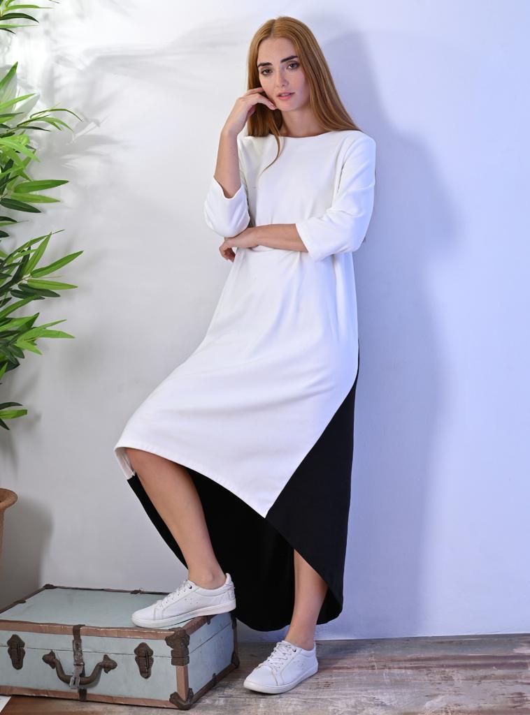 Black and White Hi Low Dress