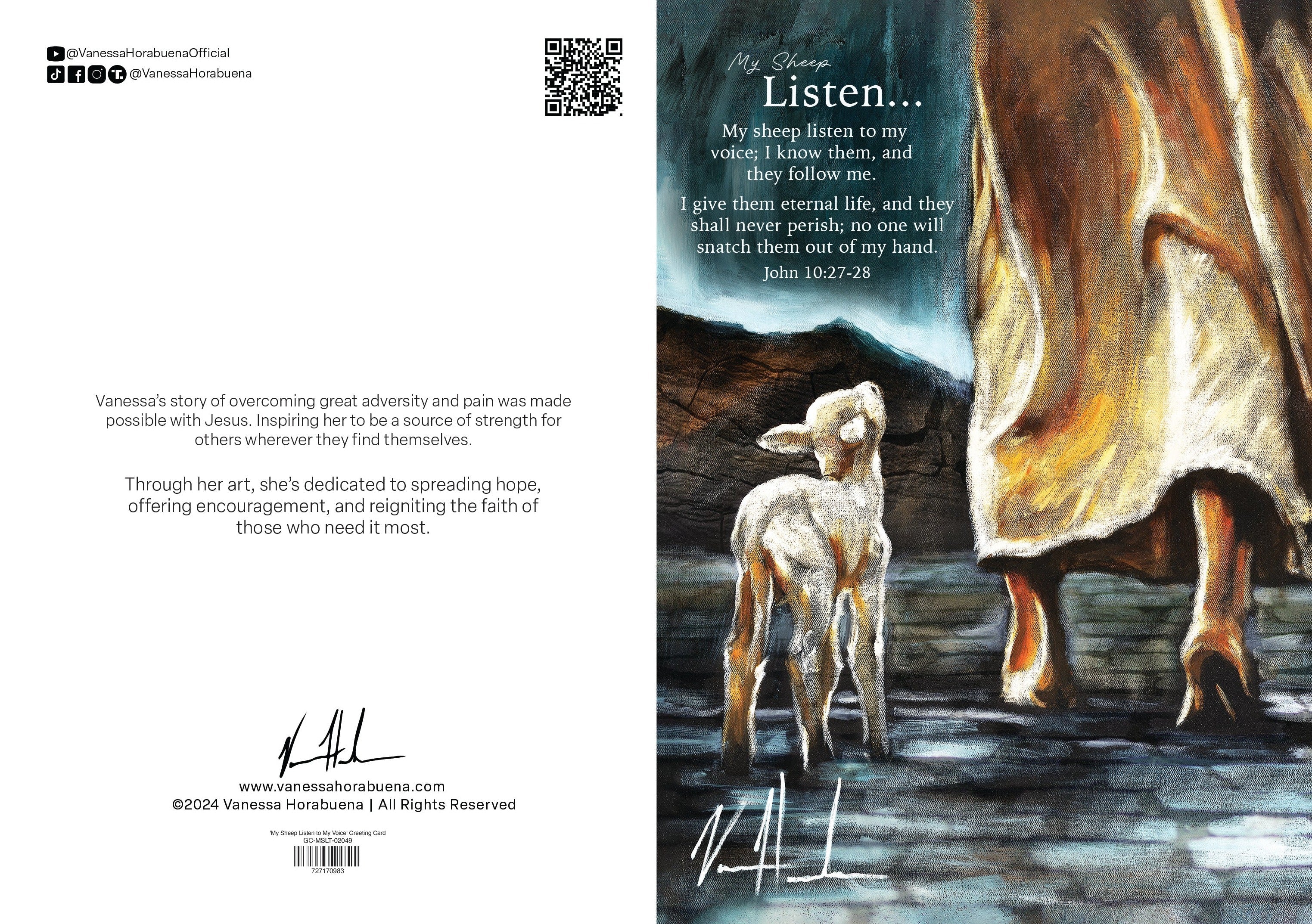 'My Sheep Listen to My Voice' Greeting Card