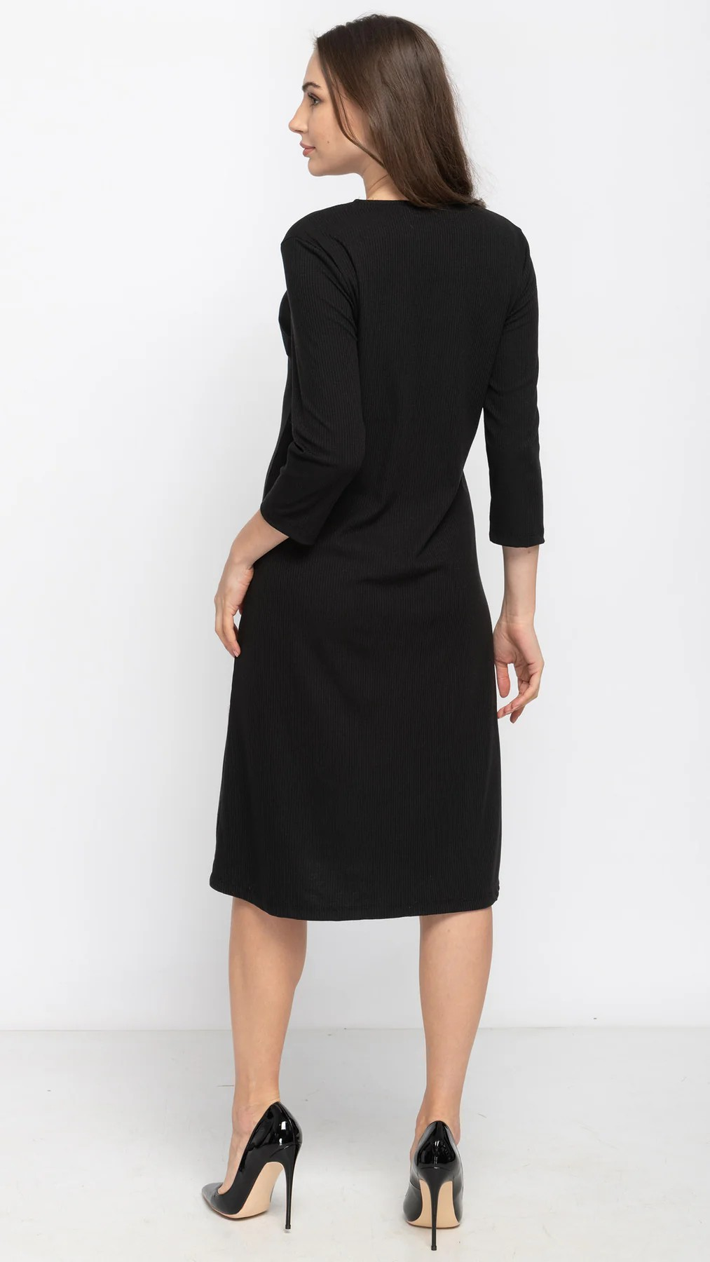 Black Rib Zip Dress